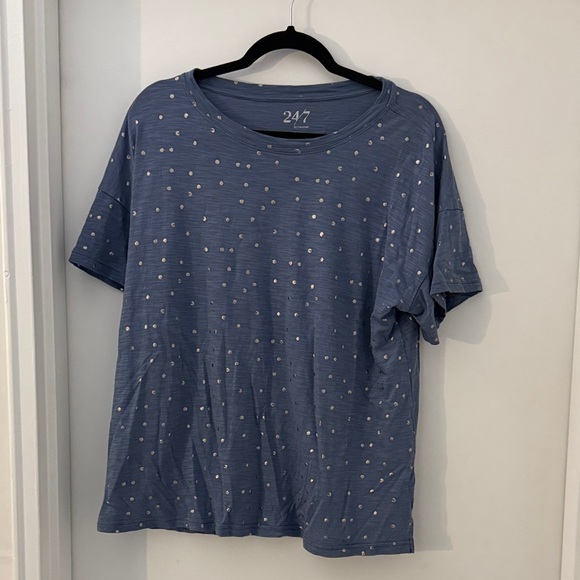 Maurices Tops - Maurices Blue Short Sleeve Tee with Silver Dots